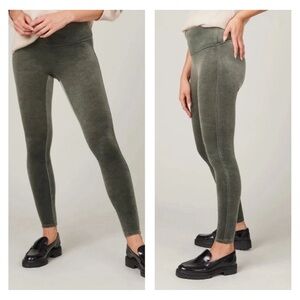 SPANX Velvet High Rise Skinny Fit Leggings Small Dark Palm Green Shaping NWT